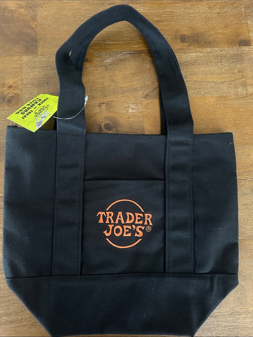Black Canvas Tote Bag with Orange Logo